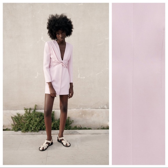 NWT. Zara Pink Draped Blazer Mini Dress Size L. - Picture 2 of 12